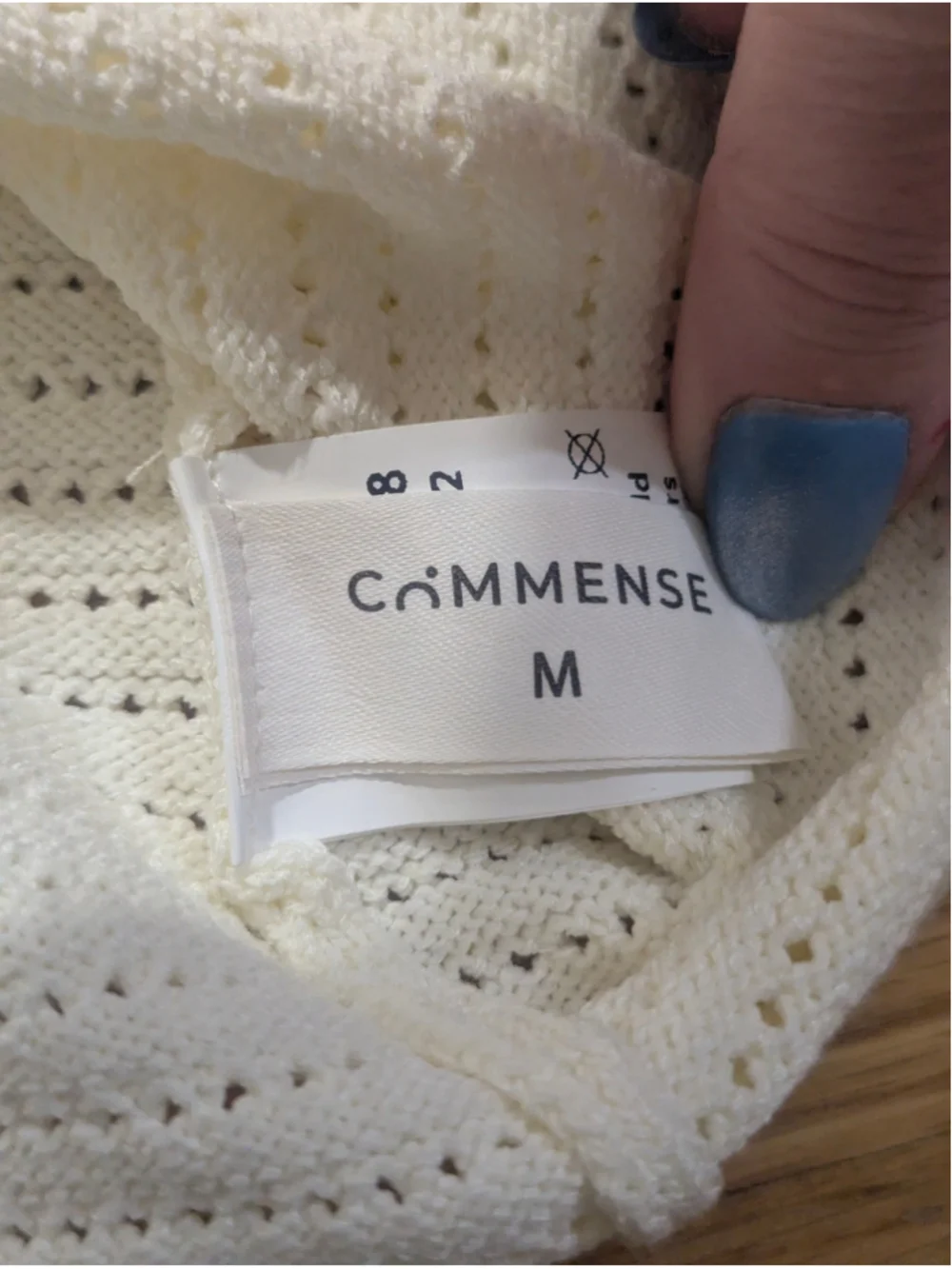 COMMENSE Semi-Sheer Knit Backless Dress Ivory White Halter Neck Maxi Medium - Picture 4 of 13